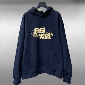 Balenciaga Graffiti Hoodies Sweatshirts Blue